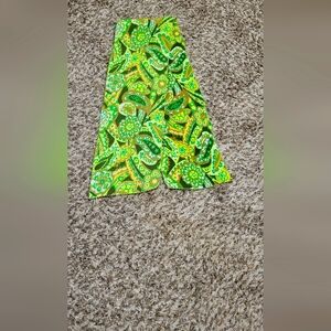 Vintage Paisley Scarf Retro Groovy Colorful Mid Century  Green & Yellow 7"x 44"